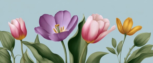 Obraz premium spring backdrop with vibrant tulips for cheerful Easter greeting cards and wallpaper design
