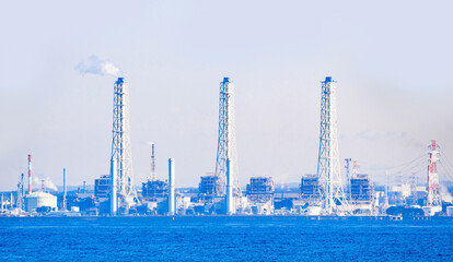 火力発電所　【 化石燃料 による 発電 の イメージ 】