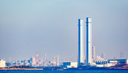 火力発電所　【 化石燃料 による 発電 の イメージ 】