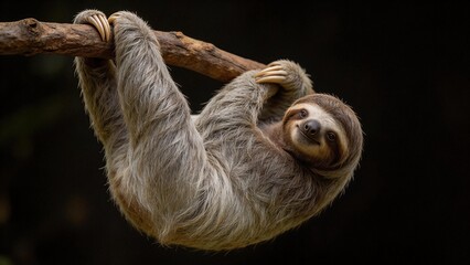 Fototapeta premium Sloth hanging from tree branch