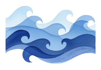 Fototapeta premium Ocean waves crash in a serene natural setting with deep blue hues.
