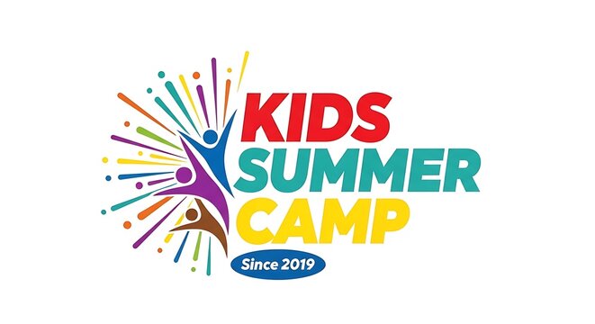 Vibrant kids summer camp logo with colorful design