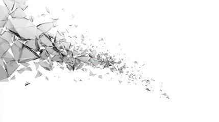 Naklejka premium Abstract explosion of transparent glass shards against a white background