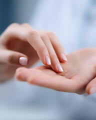 Fototapeta premium Gentle hand care action spa relaxation focus close-up view