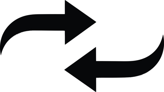 Black double reverse arrows icon isolated on white background, exchange and transfer concept vector illustration.