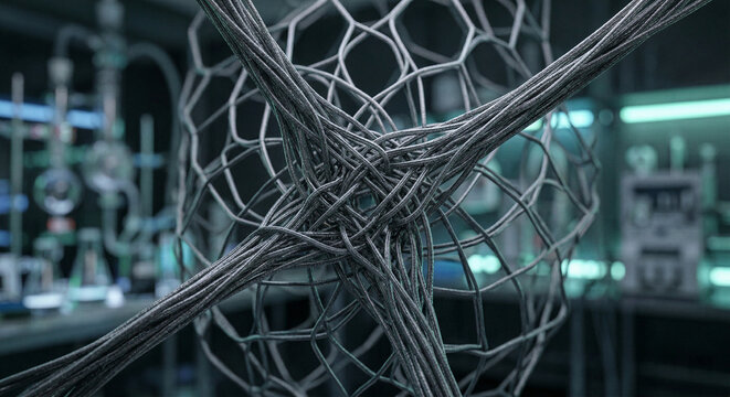 Abstract 3D Render of Carbon Nanotube Network Structure for Nanotechnology