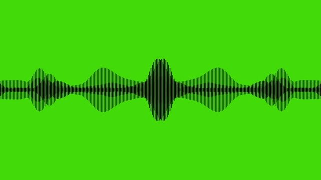 abstract music sound wave or audio wavefrom isolated on green screen background.Line digital minimalist voice and symbol technology.