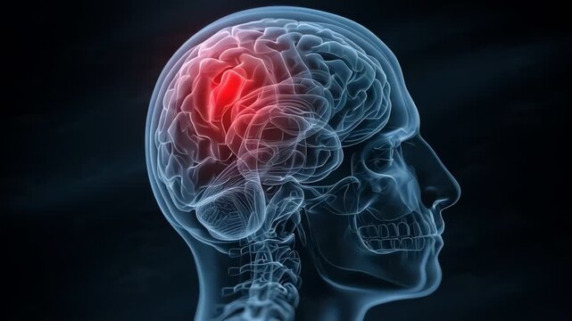 3D Animation of a Human Brain with Highlighted Pain Area