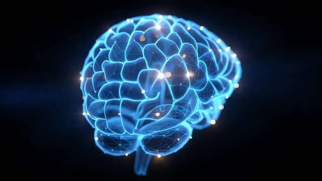 Futuristic AI Human Brain Interface with Glowing Neural Synapses