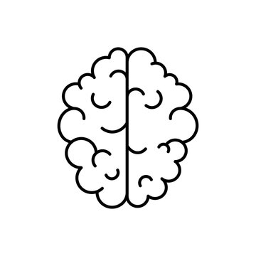 Brain Minimalist Line Style Icon, Isolated Vector Illustration