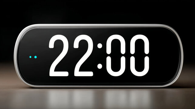 Sleek digital clock displaying 22:00 on dark background for modern timekeeping