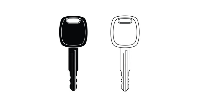 Two car keys one solid black and one outlined a striking silhouette