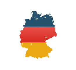 Obraz premium German Country Map In Black, Red, and Yellow Flag Colors Design
