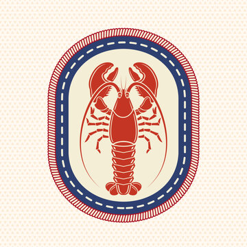 Scout badge with lobster, crayfish with claws. Vector. Merit patch, sticker for camping outdoor and academic activities. Perfect for scouting groups, camping events, outdoor apparel, stickers