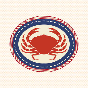 Scout badge with crab. Vector. Merit patch, sticker for camping outdoor and academic activities. Perfect for scouting groups, camping events, outdoor apparel, stickers, embroidery, and logo design.