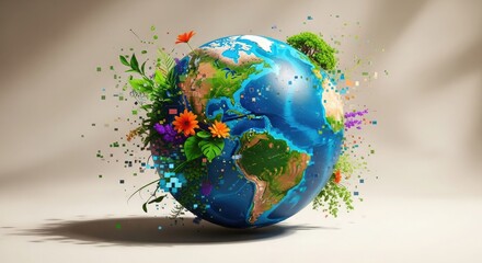 Fototapeta premium Vibrant floral globe representing earth's diversity and beauty