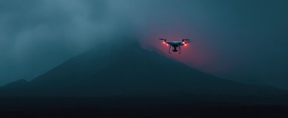 Fototapeta premium rugged hostile volcanic monitoring drone fiercely contending with harsh environmental elements