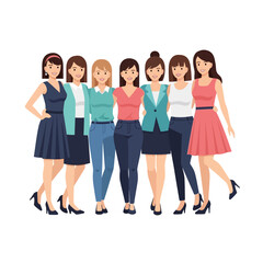 Obraz premium Diverse Group of Women Friends Standing Together, Celebrating Friendship and Unity