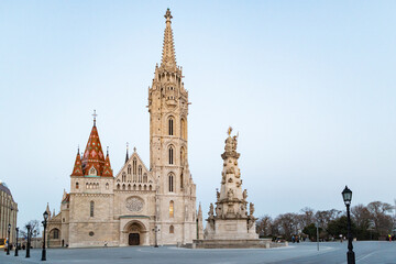 Naklejka premium the Matthias Church in Budapest at blue hour Hungary Europe