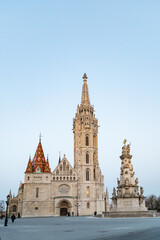 Obraz premium the Matthias Church in Budapest at blue hour Hungary Europe