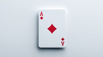 Obraz premium Ace of diamonds playing card centered on a clean white background with subtle shadow