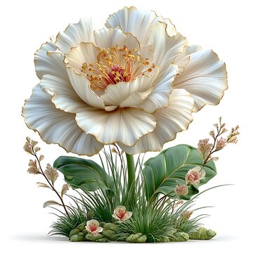 Detailed white flower botanical composition elegant nature high resolution picture