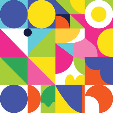 Colorful geometric shapes pattern design.