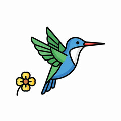 Fototapeta premium Colorful Hummingbird in Flight Profile.