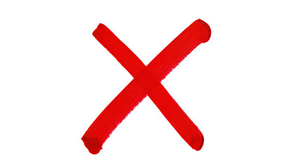 Obraz premium Isolated red painted X mark for wrong sign and error symbol with brush texture