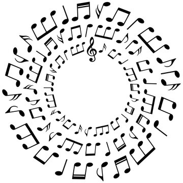 Music notes round pattern, vector illustration.