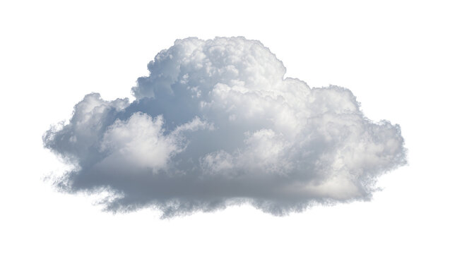 Isolated large cumulus cloud with detailed texture and dramatic light and shadow
