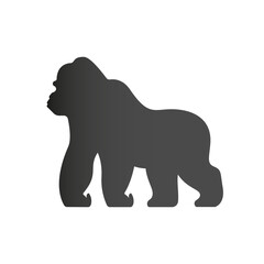 Obraz premium Black Gradient Gorilla Silhouette Walking Profile View.
