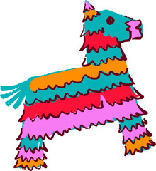 Fototapeta premium Colorful Mexican pinata doodle. Cinco de Mayo hand drawn decorative elements series
