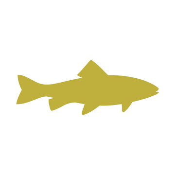 Simple Yellow Fish Silhouette Illustration.