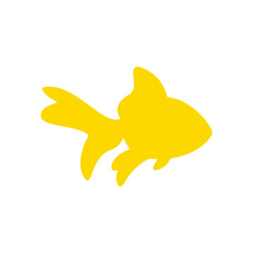 Yellow Fish Silhouette Simple Design Element.