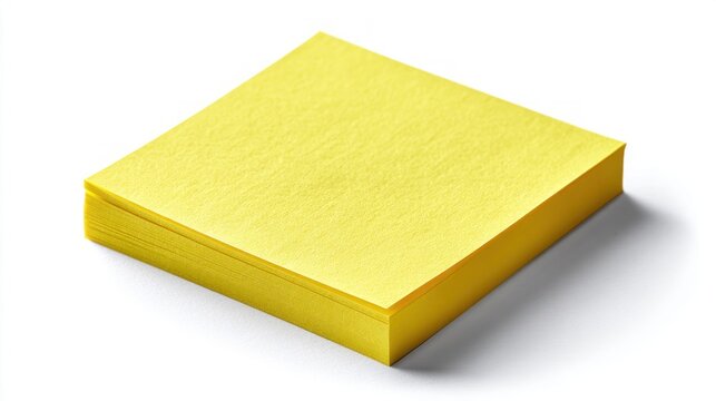 A stack of bright yellow sticky notes isolated on a clean white background
