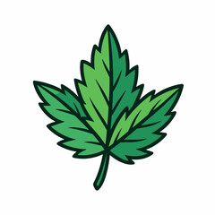 Fototapeta premium Vibrant green cannabis leaf illustration on white background for medical marijuana and wellness concepts