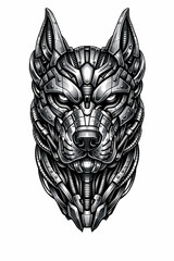 Obraz premium Vector Illustration of Biomechanical Style Tattoo of Dog
