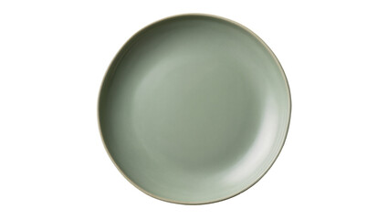 Isolated contemporary round ceramic dinner plate in a beautiful subtle sage green hue