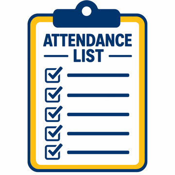 Attendance list on a clipboard with green checkmarks
