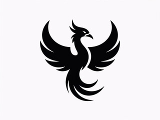 Fototapeta premium A majestic black phoenix bird in flight with wings spread wide