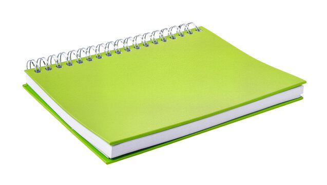 Isolated vibrant green spiral notebook for education school office supplies stationery