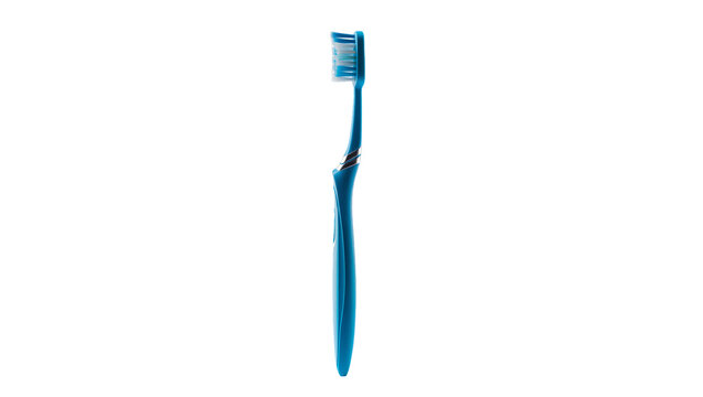 Isolated modern vibrant blue toothbrush for daily oral hygiene and healthy dental care side view
