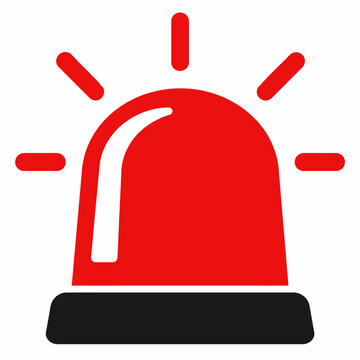 Emergency siren light icon, red alert signal, warning symbol, caution light, emergency vehicle beacon, alarm illustration