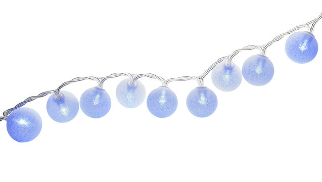 Isolated glowing blue string lights for festive holiday and party decoration illumination