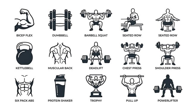 Fitness icons for workout routine.