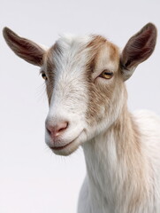 Obraz premium Close Up Portrait of Goat on Light Background