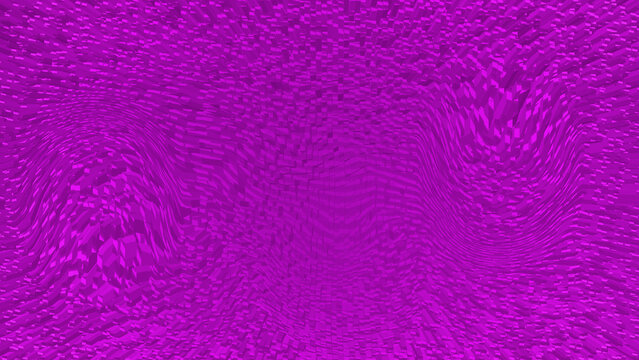 A vibrant digital background featuring a wave of purple 3d extruded blocks in a geometric pattern