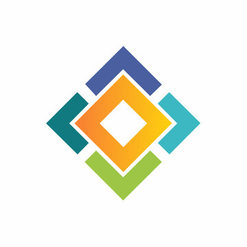 Creative vector illustration of a residential house logo design featuring a home made of colorful paper cubes as a modern real estate architecture symbol for a business construction concept