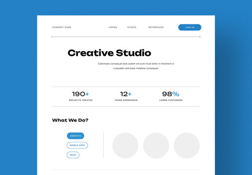 Minimal Website Layout for Creative Studio